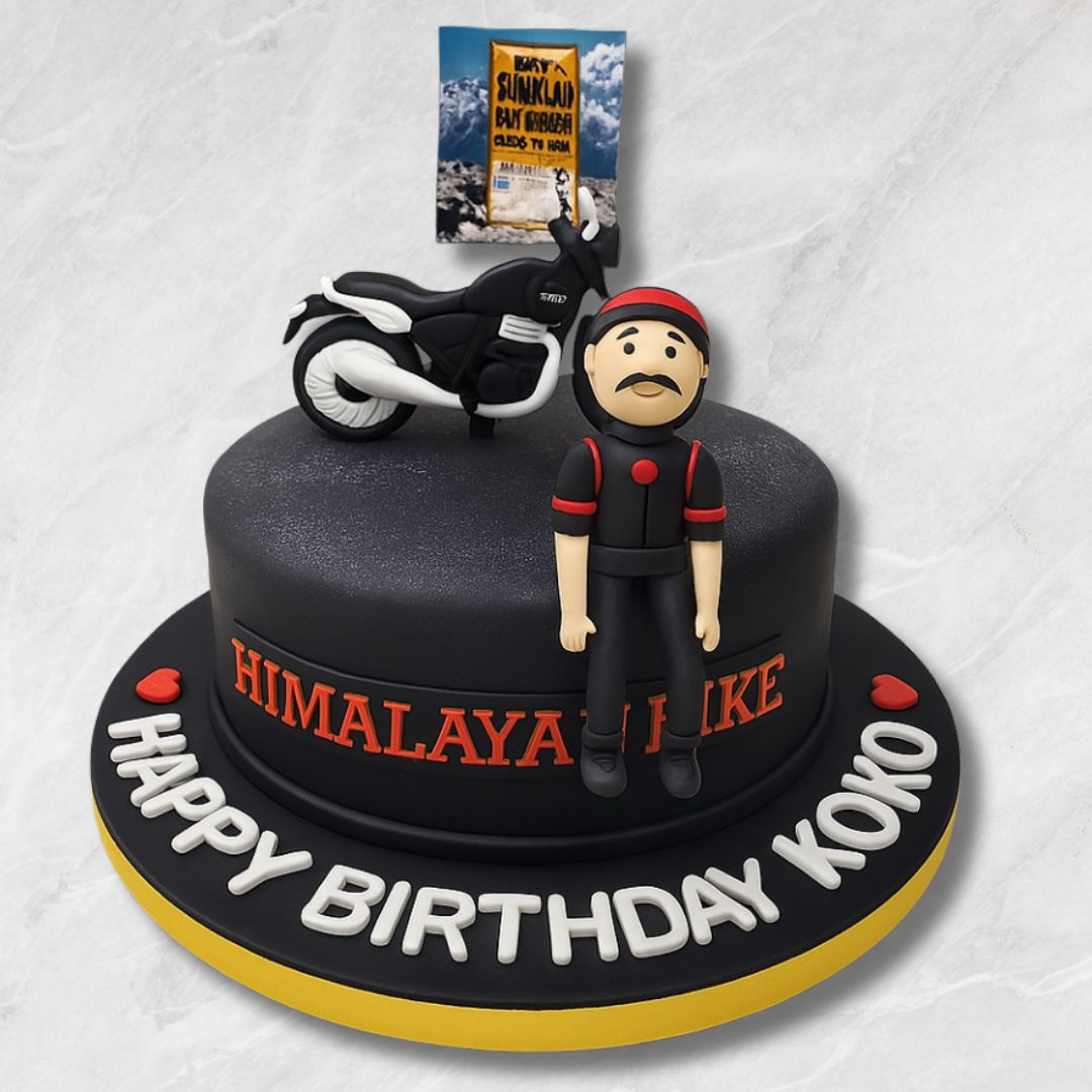 Royal Enfield Himalayan Bike Cake – Travel Lover Theme