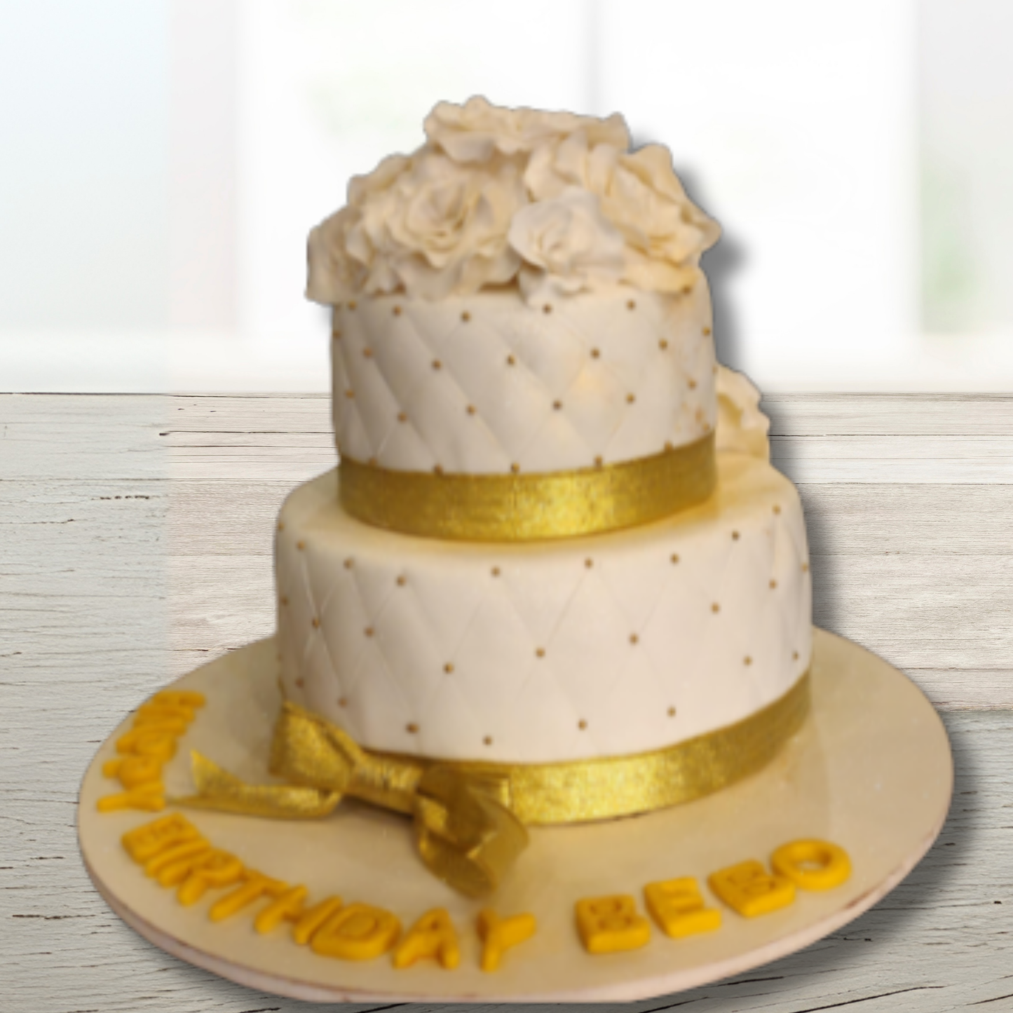 Elegant Gold & White Cake