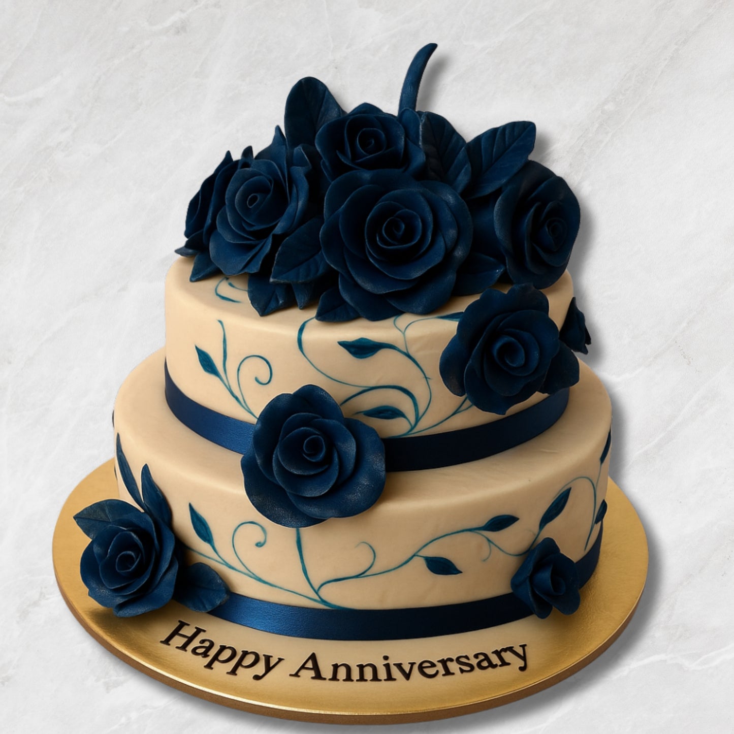 Elegance in Blue: A Floral Masterpiece