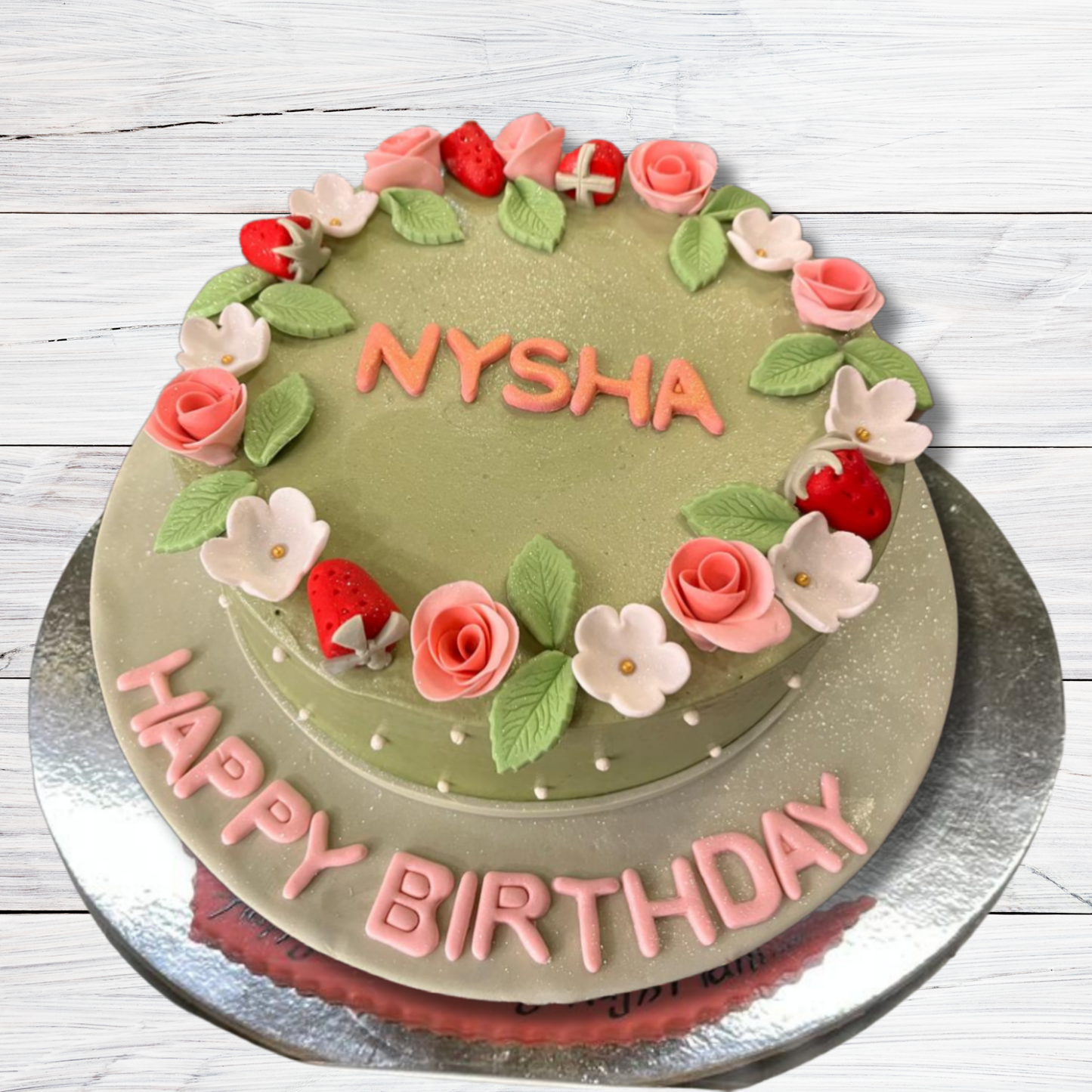 Elegant Floral Birthday Cake with Personal Touch