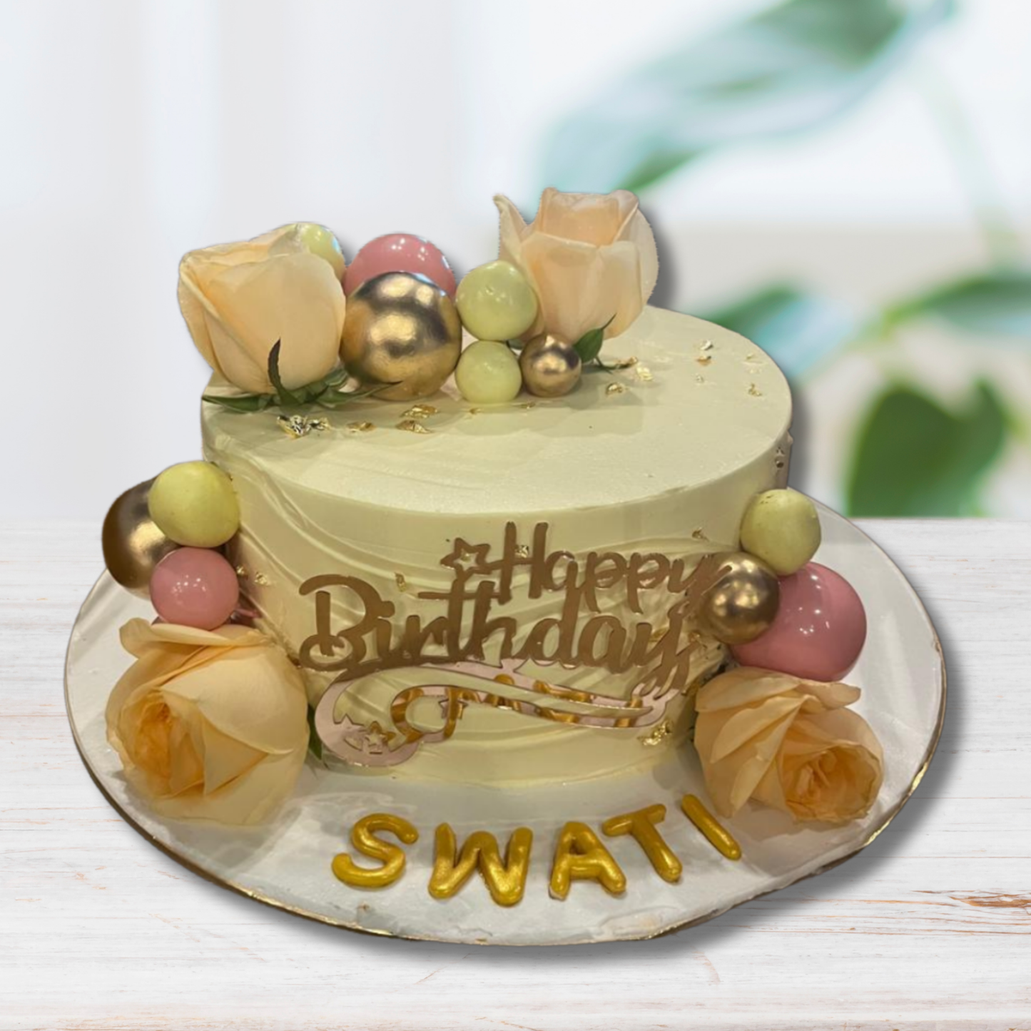 Elegant Floral Gold Cake