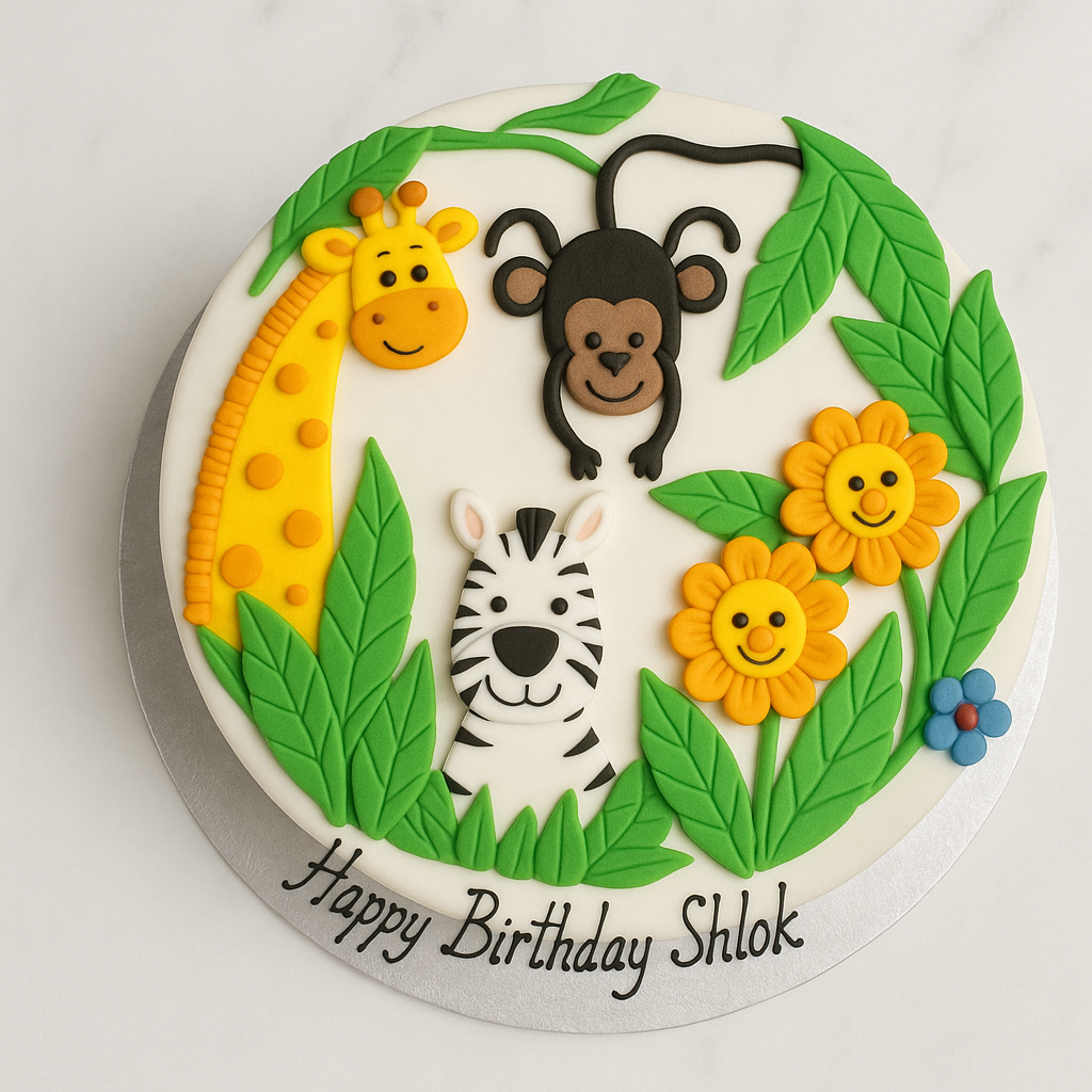 Jungle Animals Birthday Cake