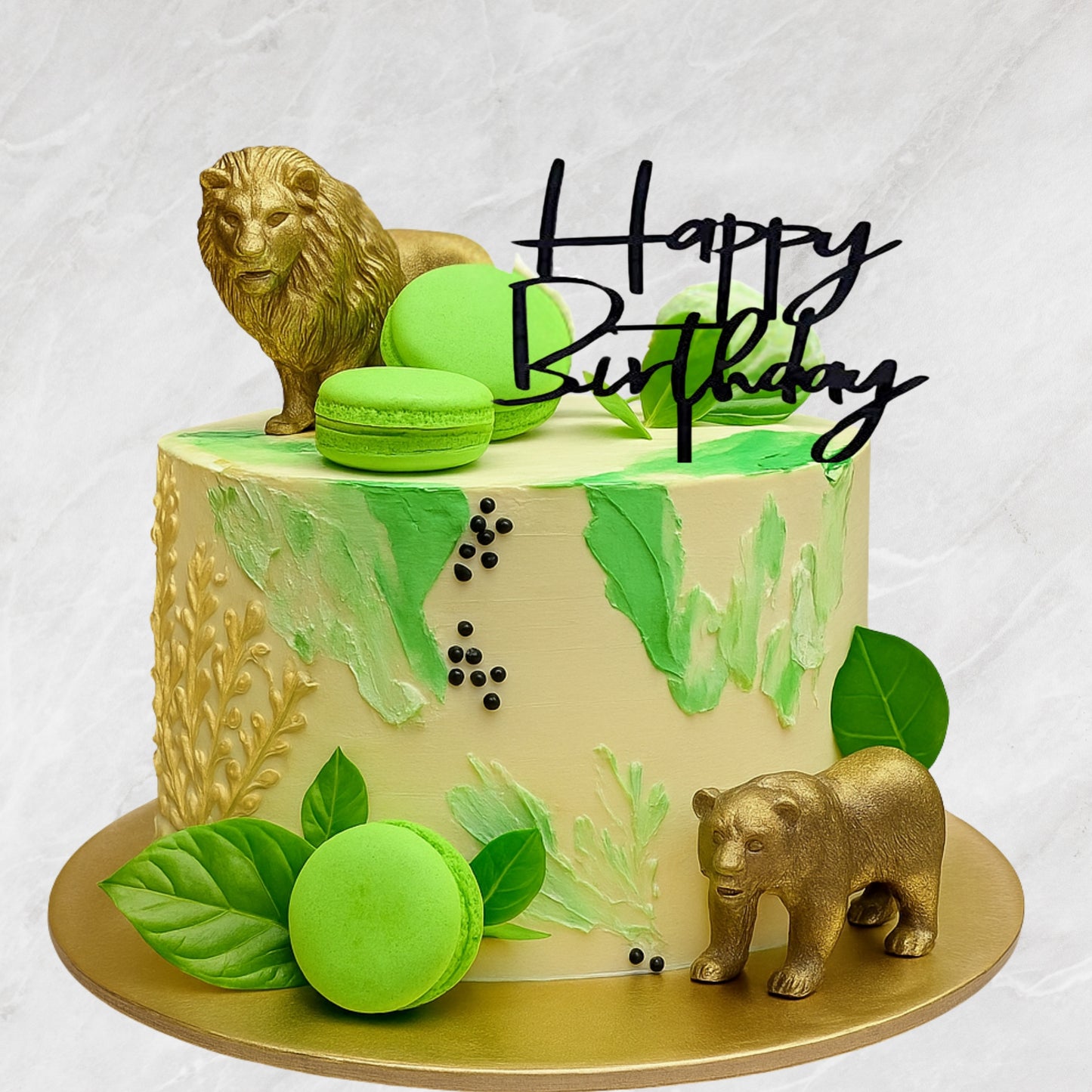 Jungle Theme Cake with Lion and Bear – Safari Cake
