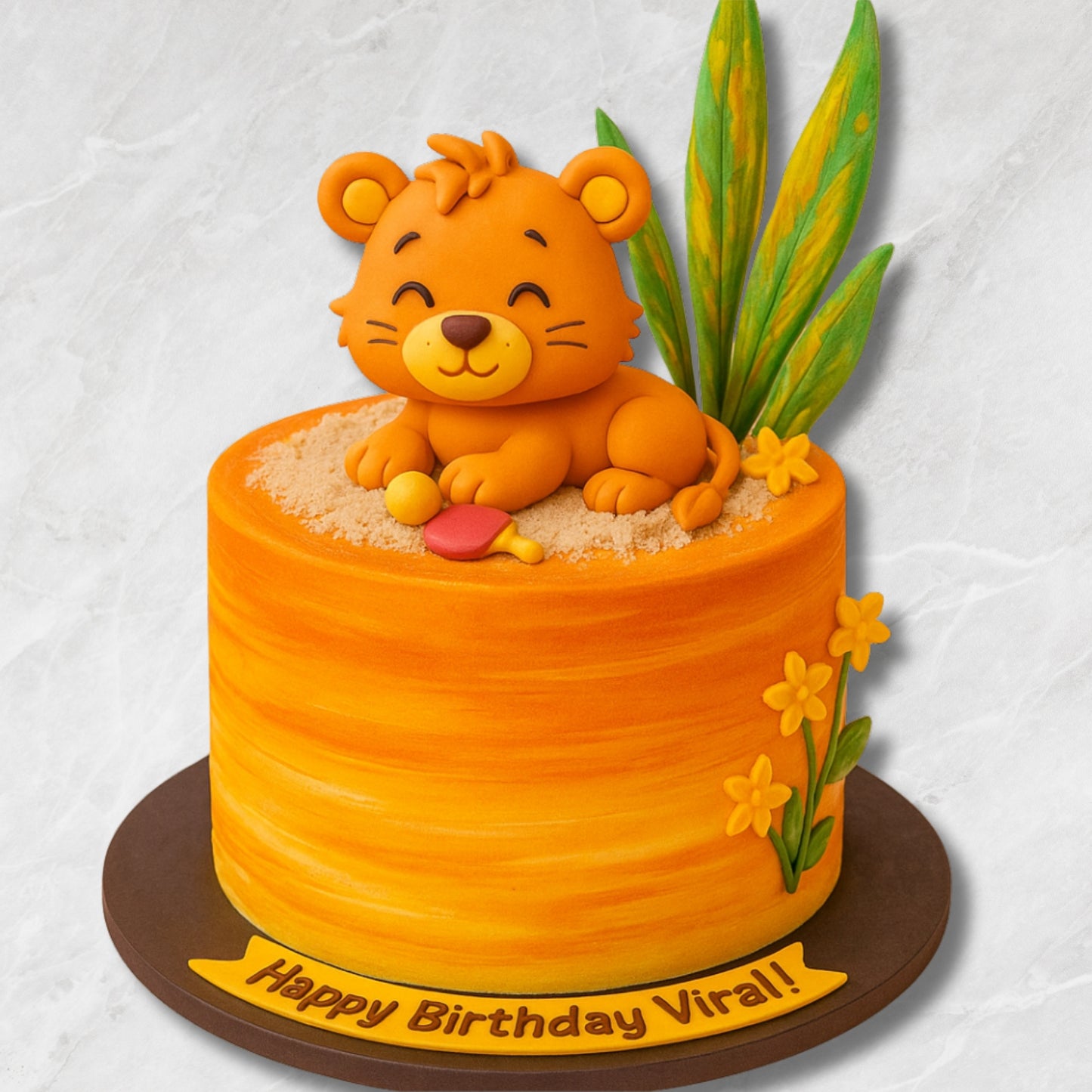 Cute Lion Jungle Cake for Kids’ Birthday