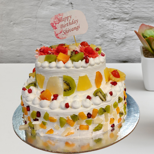 Classic Two-Tier Fresh Fruit Cake