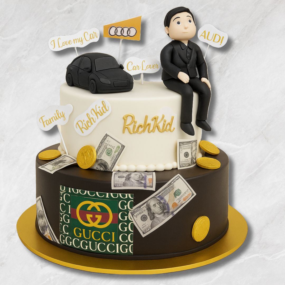 Audi Car & Gucci Rich Kid Theme Cake for Boys
