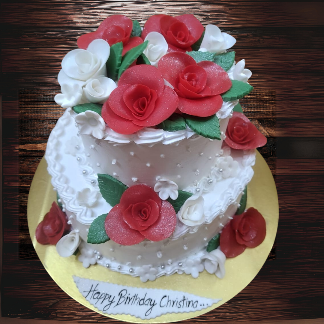 Elegant Rose Birthday Cake