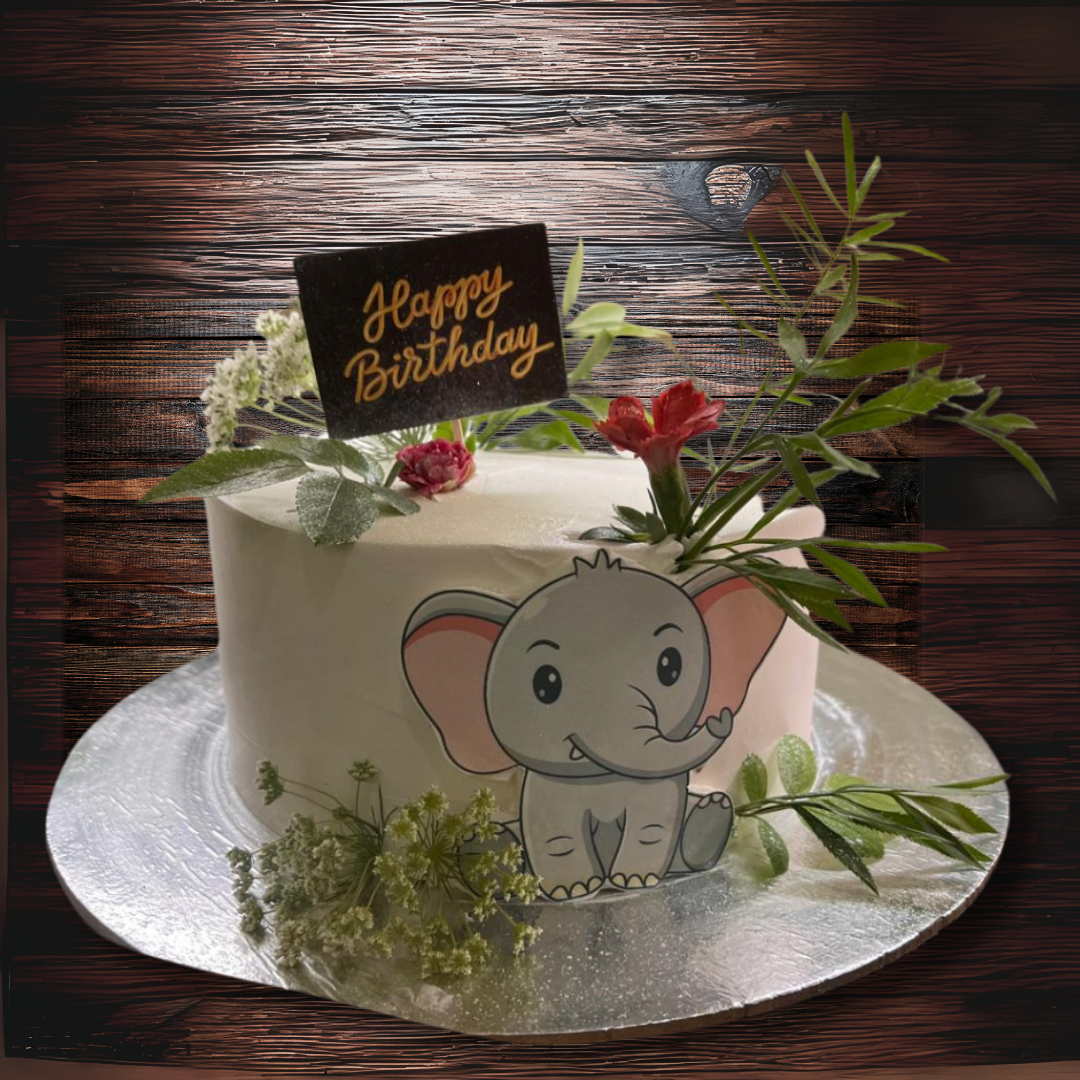 Whimsical Elephant-Themed Cake