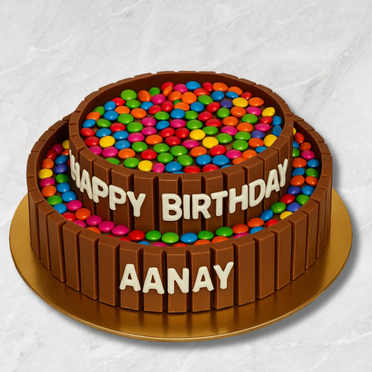 Choco Blast" Two-Tier Kit Kat Gems Cake