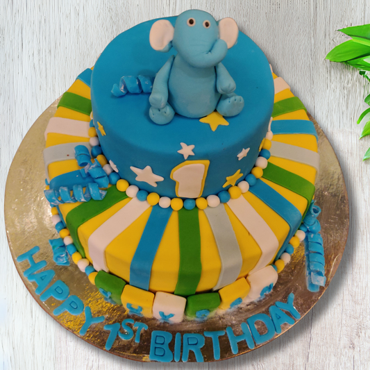 Elephant Parade: A Colorful 1st Birthday Cake