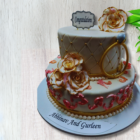 Golden Congratulations: A Beautiful Bridal Shower Cake