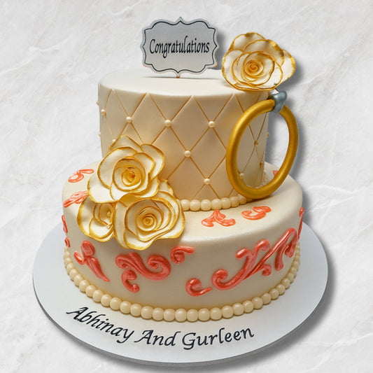 Golden Congratulations: A Beautiful Bridal Shower Cake