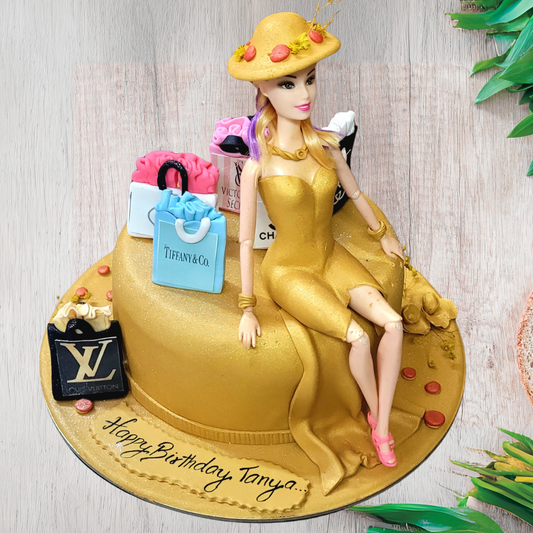 Golden Glamour Cake - A Luxurious Fashion Fantasy