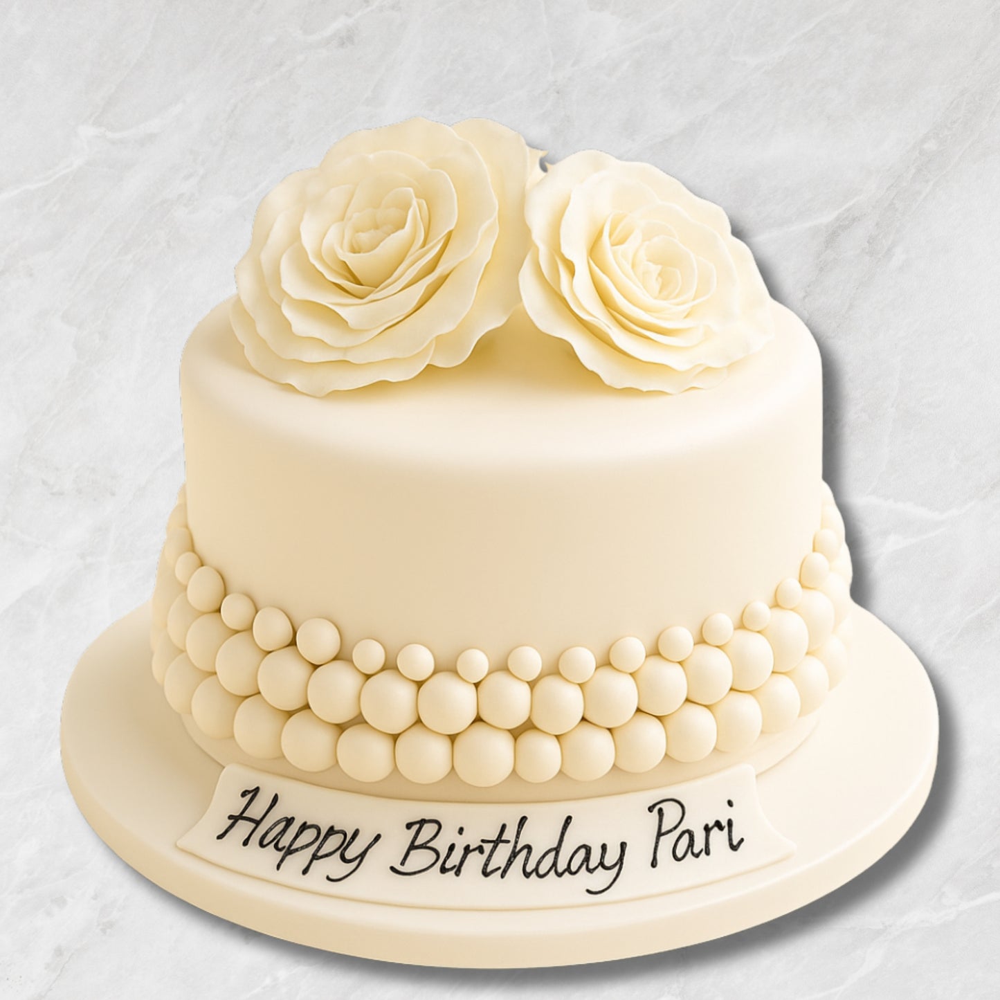 Elegant White Rose Cake