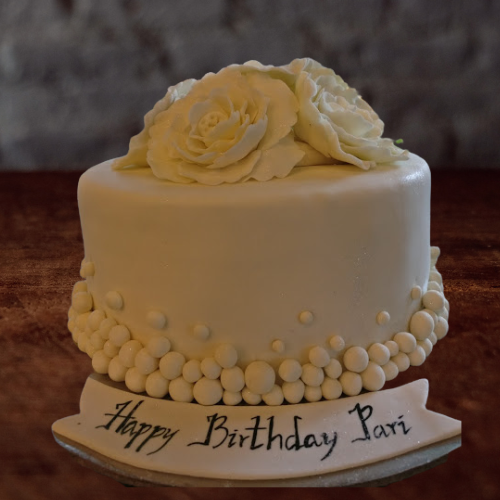 Elegant White Rose Cake