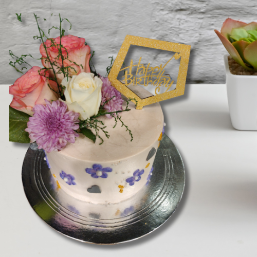 Elegant Floral Birthday Cake