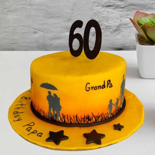 Golden Sunset-Themed 60th Birthday Cake