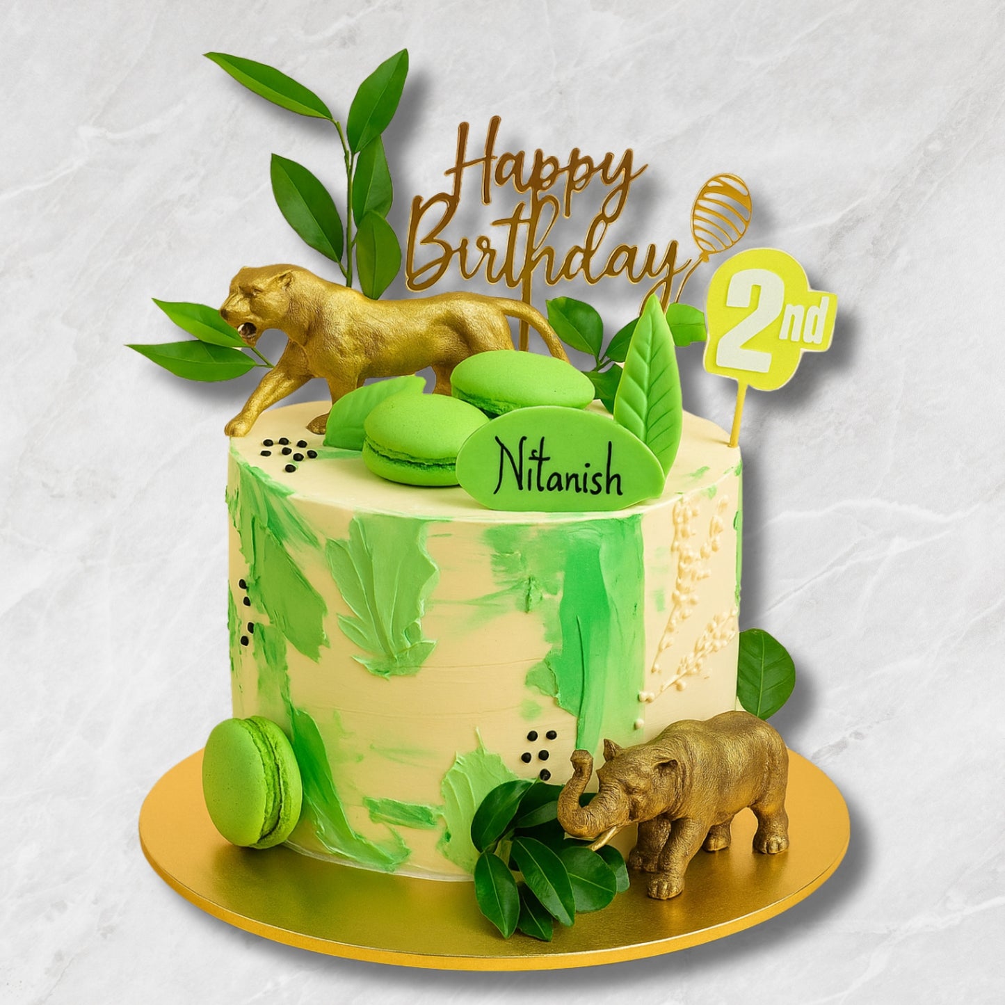 Safari Animal Birthday Cake – Elephant & Lion Theme