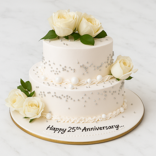 Elegant 25th Anniversary Rose Cake