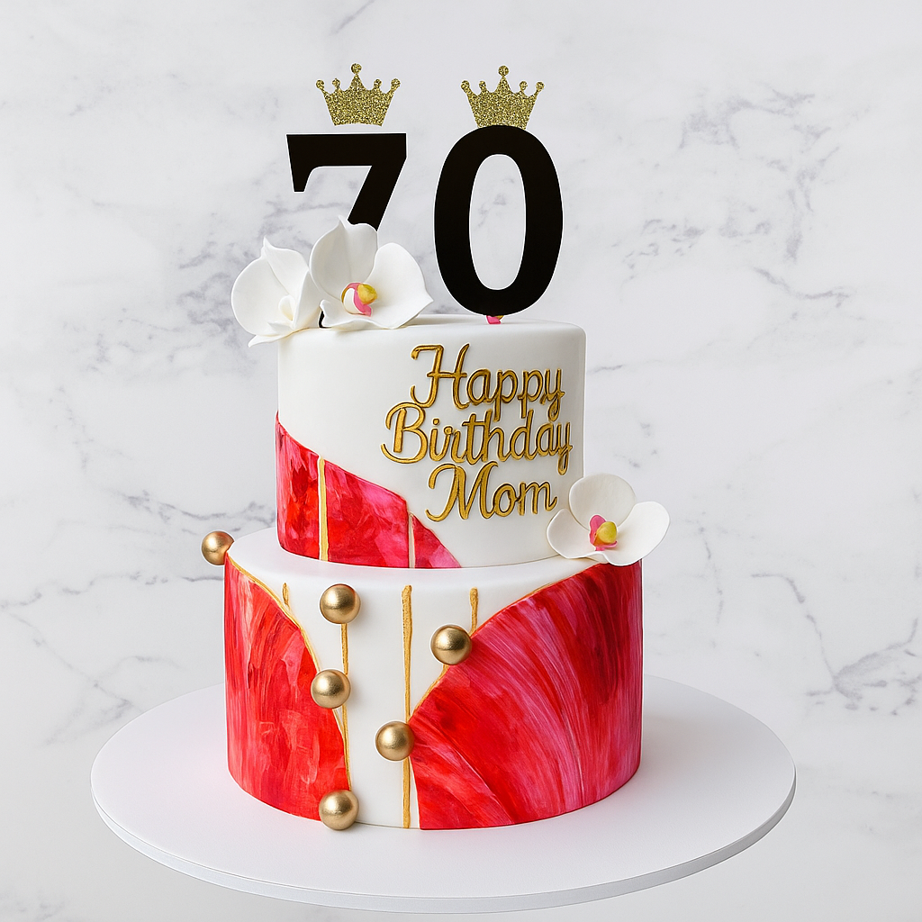 Crown & Orchid Birthday Cake