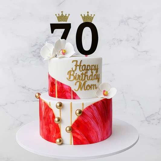 Crown & Orchid Birthday Cake
