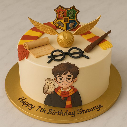 Harry Potter Theme Cake with Hogwarts & Quidditch Icons