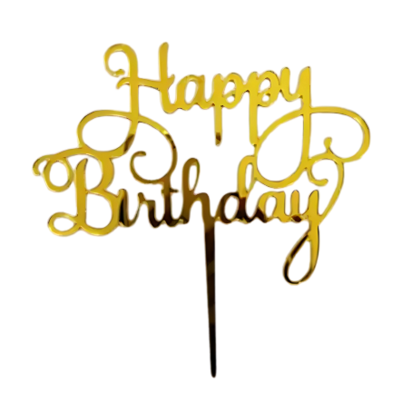 Golden Happy Birthday Cake Topper
