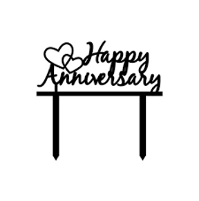 Black Anniversary Cake Topper