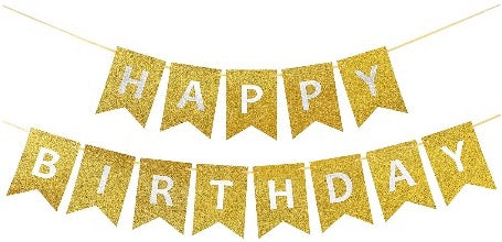 Golden Happy Birthday Banner