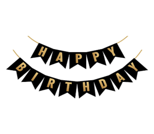 Black Happy Birthday Banner
