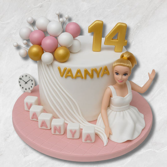 Elegant Barbie-Themed Birthday Cake