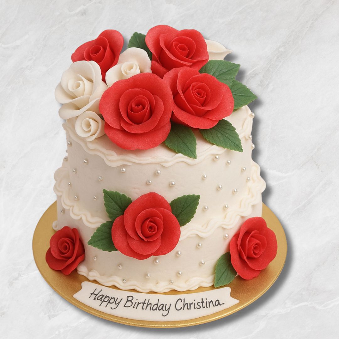 Elegant Rose Birthday Cake