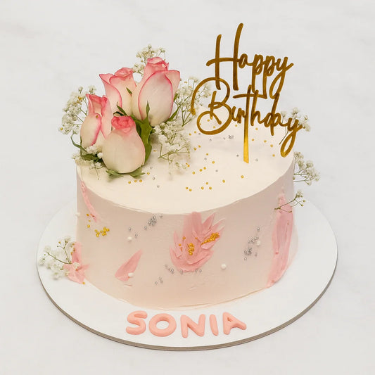 Blush Rose Garden Birthday Cake